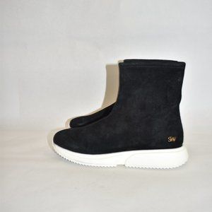$550 STUART WEITZMAN MARGO BOOTIE SUEDE SOCK SNEAKER SUEDE BLACK 6 36.5 (TC3)